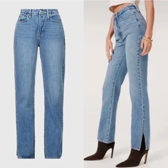 Good American Denim - Good American Good Boy Split Hem Straight Leg Jeans 2/26